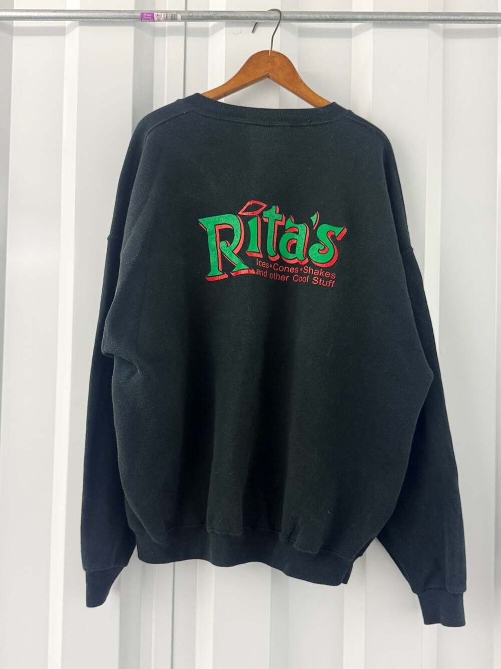 Vintage Rita's Italian Ice Sweatshirt 2XL Black Pullover Hoodie Crewneck